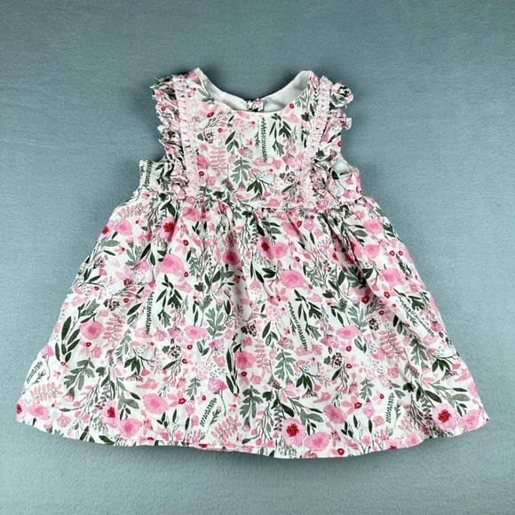 Mia & Mimi Other - Mia & Mimi Floral Ruffle Dress Baby Girl 18M Pink Green Excellent Sleeveless